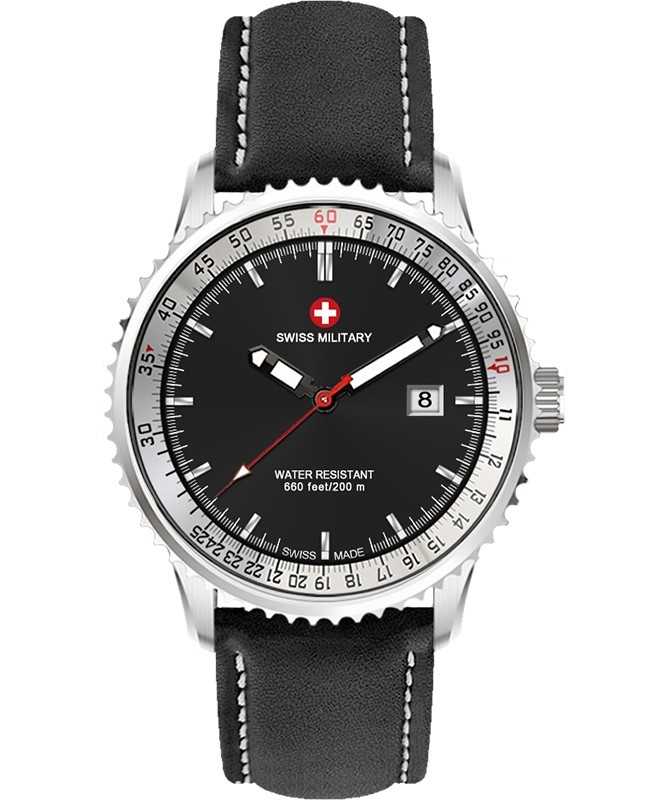 CX Swiss Military Lightning Rawhide Swiss Watch 44mm Case 20ATM Blk Dial 3116