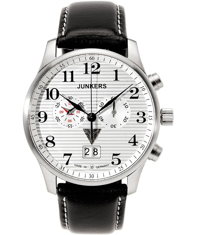 Junkers Iron Annie JU52 Quartz chrono watch Big date 42mm case White Dial 6686-1