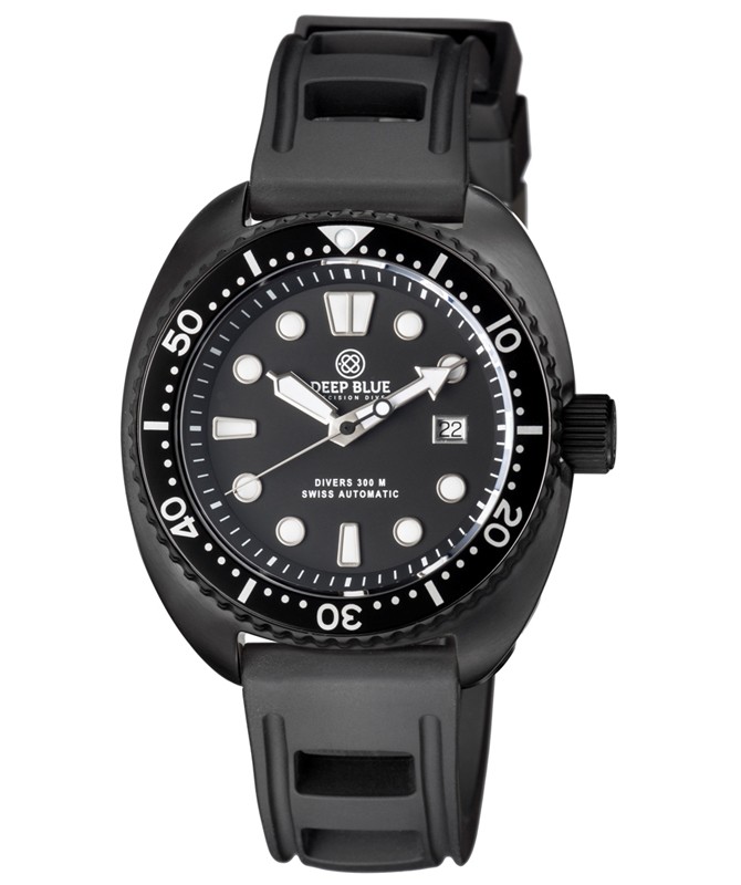 Deep Blue MILITARY DIVER 300 Swiss Automatic watch 44mm PVD Blk Bezel Black dial