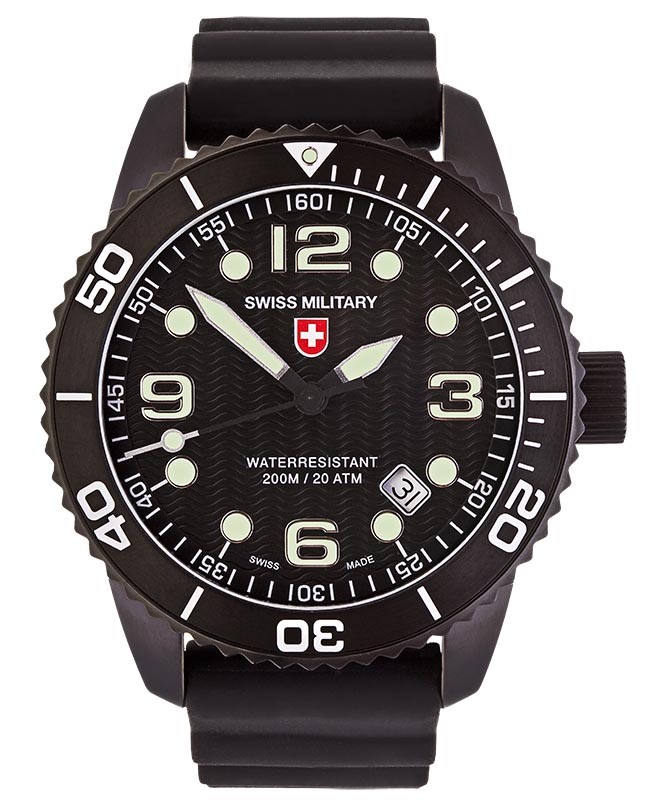 CX Swiss Military MARLIN SCUBA NERO Swiss watch 20ATM Sapphire Black dial 2706