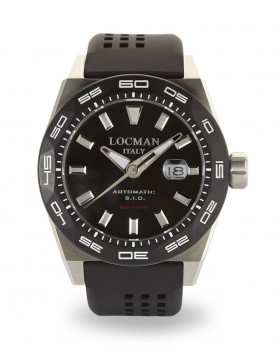LOCMAN Watch Stealth 300M Time Automatic 46mm Case 30ATM Black Strap Black Dial