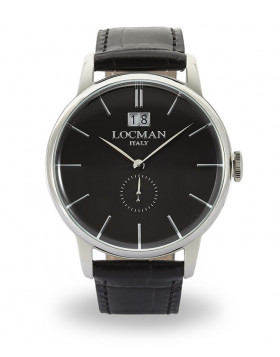 LOCMAN Watch 1960 Gran Data Classic Solo Tempo BIG DATE Acciaio 41mm Black dial