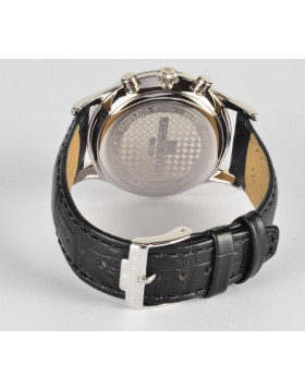 JACQUES LEMANS 'Classic' Chronograph Date Watch 10ATM 40mm Case Wht Strap & Dial