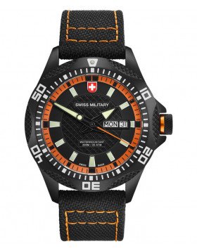 CX Swiss Military TANK NERO RAWHIDE watch PVD case Canvas strap bk/or dial 27431