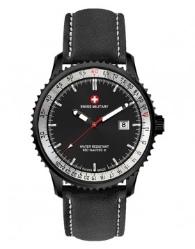 CX Swiss Military Lightning Nero Rawhide Swiss Watch 44mm Case 20ATM Blk Dial 3121