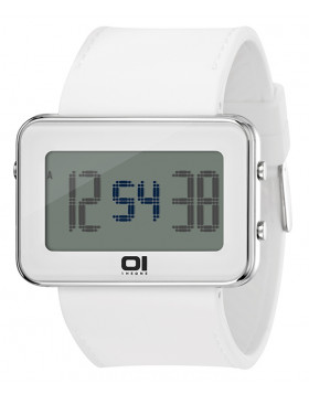 01 THE ONE TURNING DISC DIGITAL + LIGHT WATCH IPLD104-3WH WHITE CASE PU STRAP