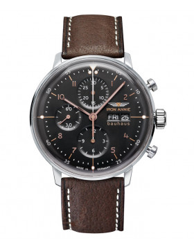 Iron Annie Bauhaus Chronograph Watch Swiss ETA 7750 Automatic Blk Dial 5018-2