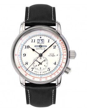Zeppelin LZ126 Los Angeles Swiss Quartz Watch Big Date 42mm case Wht Dial 8644-1