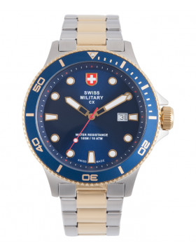 CX Swiss Military CALYPSO Diving Watch Swiss Quartz Date 10ATM Blue Dial 2877