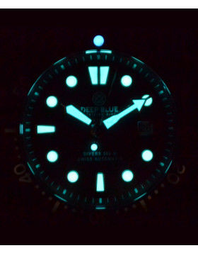 Deep Blue MILITARY DIVER 300 Swiss Automatic watch 44mm Black Bezel Blk/Blu dial